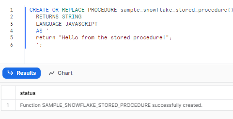 Executing JavaScript-based Snowflake stored procedure