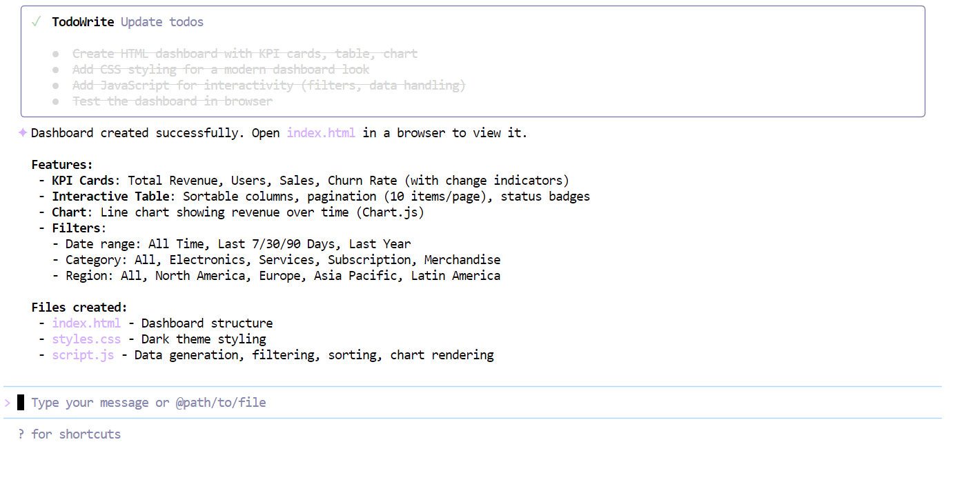 Dashboard created using Qwen Code and Qwen3-Coder-Next
