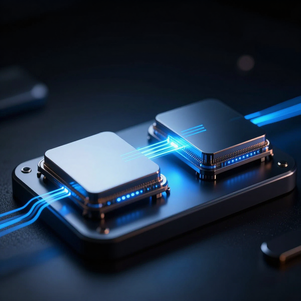 Apple M5 Max chip concept visualization representing high bandwidth memory architecture for LLM inference