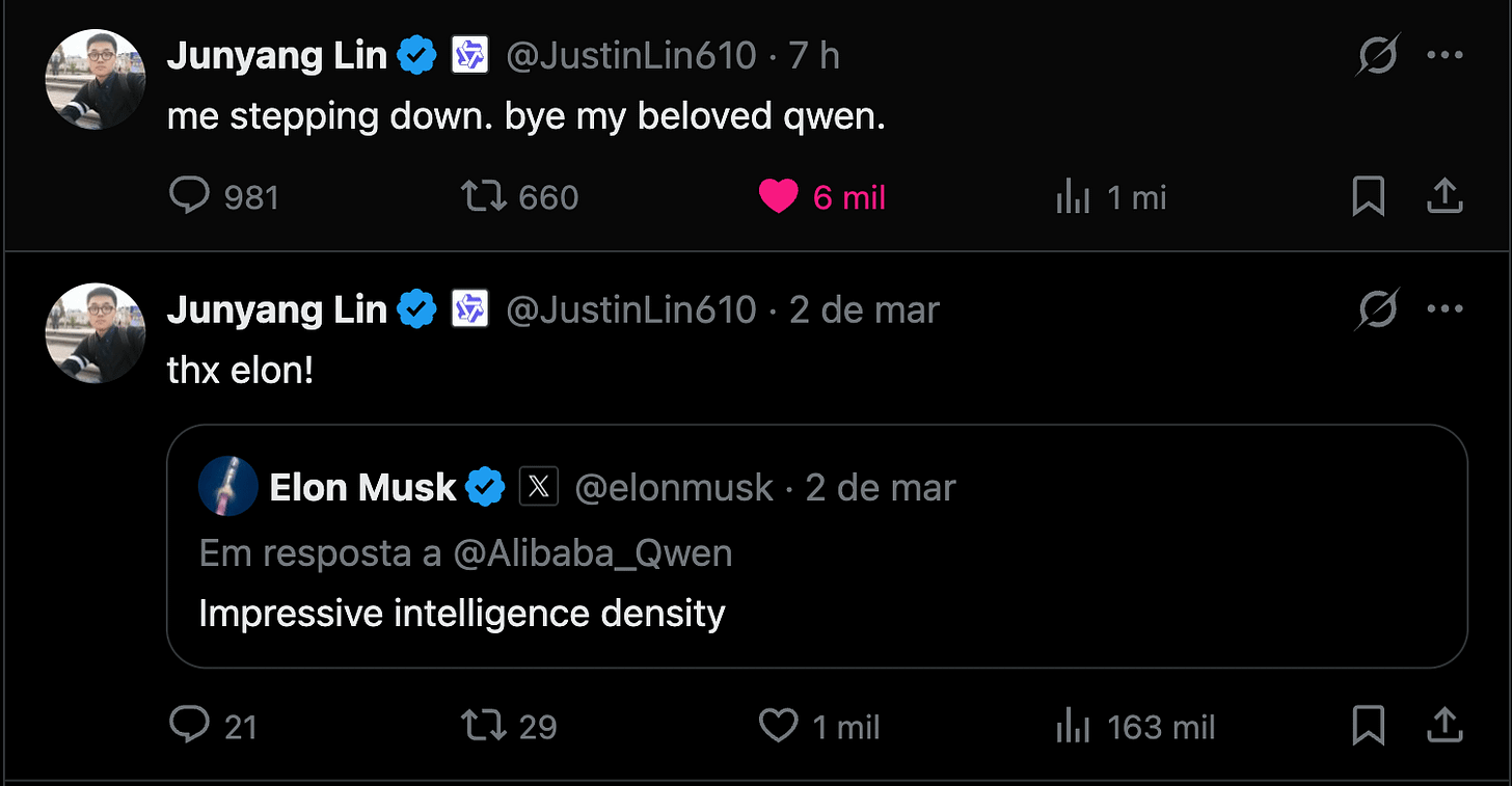 Photo illustrating Junyang Lin's departure from Qwen development team
