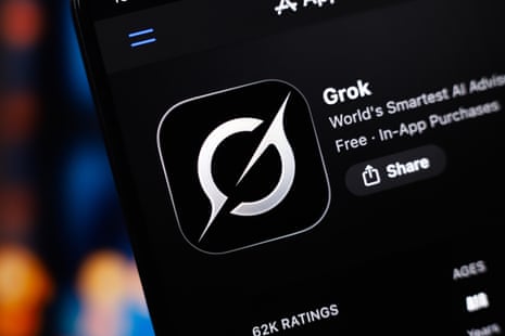 Grok app displayed on a smartphone screen showing the user interface