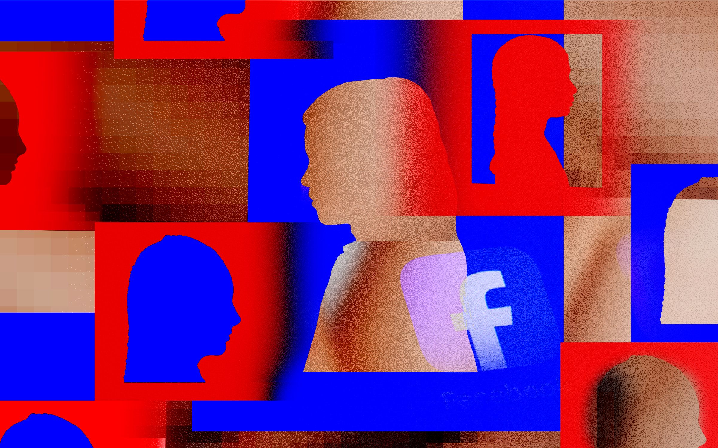 Photo illustration showing multiple silhouettes of young girls inside square frames, representing AI-generated content and the Meta CSAM ad scandal