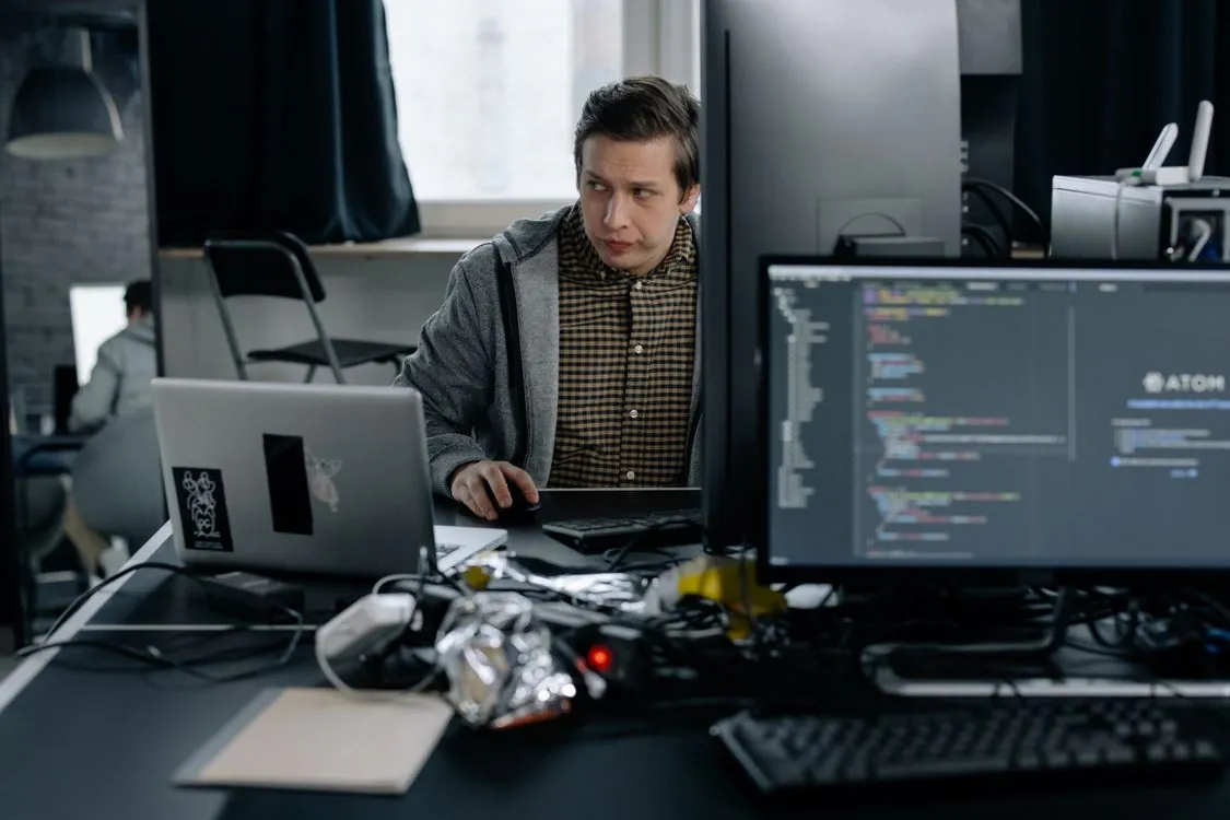 Developer working with AI assistant in a modern code editor