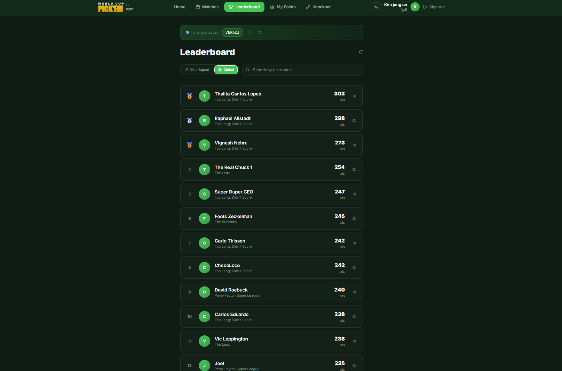 Screenshot of a casually built World Cup prediction app interface titled 'World Cup Slop App', exposing employee player records without authentication