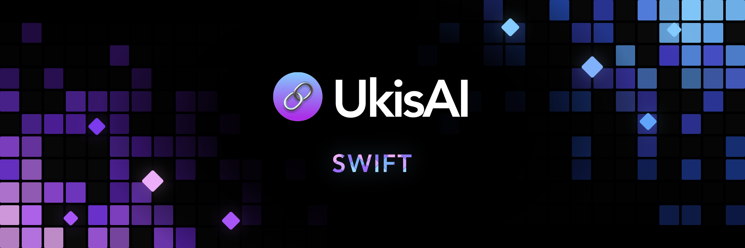 Swift-Qwen3.8-27B achieves 1.95x speed with minimal accuracy loss - purple and blue diamond mosaic representing the model's efficiency.