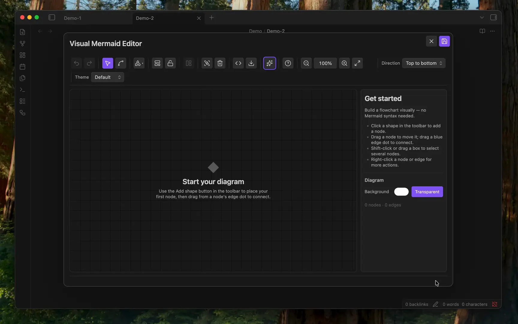 Generating a Mermaid flowchart with AI in Obsidian