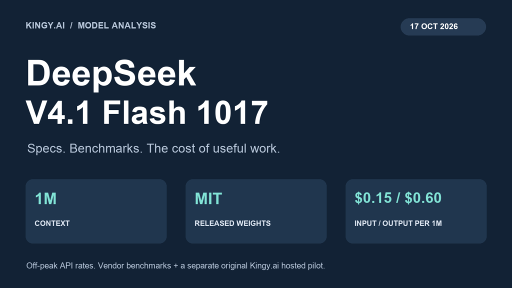 DeepSeek V4.1 Flash 1017 specifications and pricing editorial cover